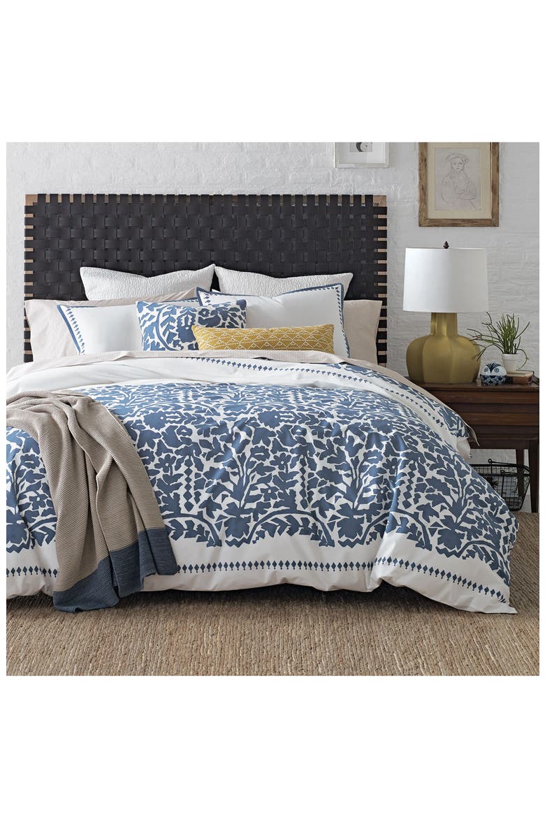 Oaxaca Prussian Duvet Cover, Main, color, DARK BLUE