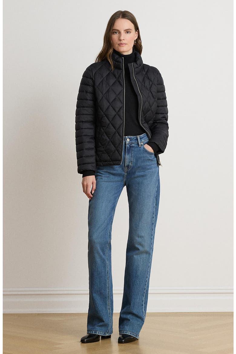 Mixed Quilted Puffer Jacket, Alternate, color, BLACK