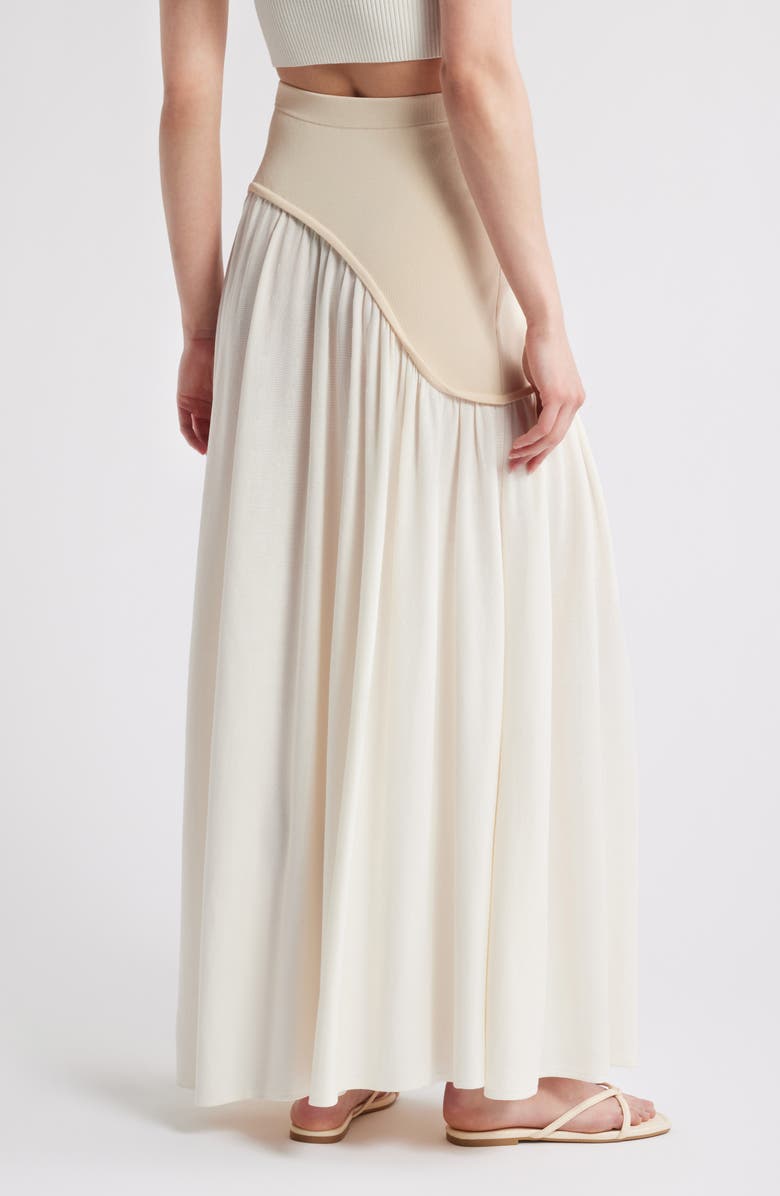 Solid & Striped The Soglio Asymmetric Rib Overlay Maxi Skirt, Alternate, color, Brule X Khaki