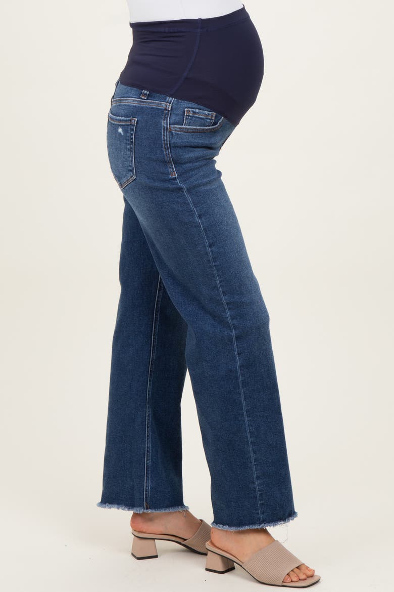 Fringe Hem Wide Leg Maternity Jeans, Alternate, color, Navy Blue