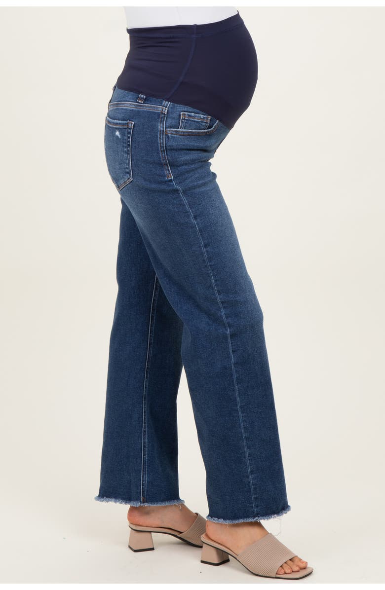 PinkBlush Fringe Hem Wide Leg Maternity Jeans, Alternate, color, Navy Blue