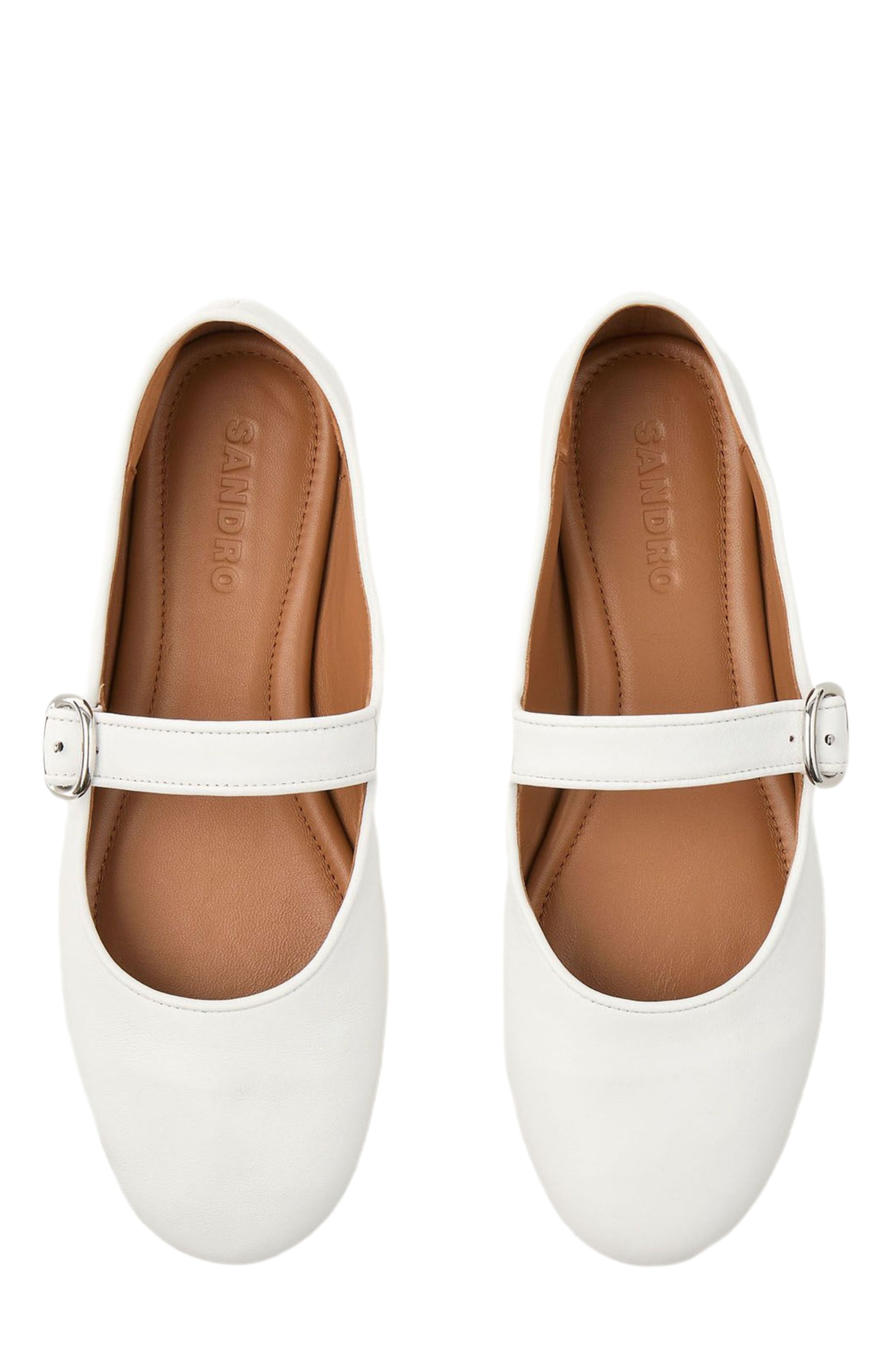 SANDRO Shiny leather ballet flats, Alternate, color, 