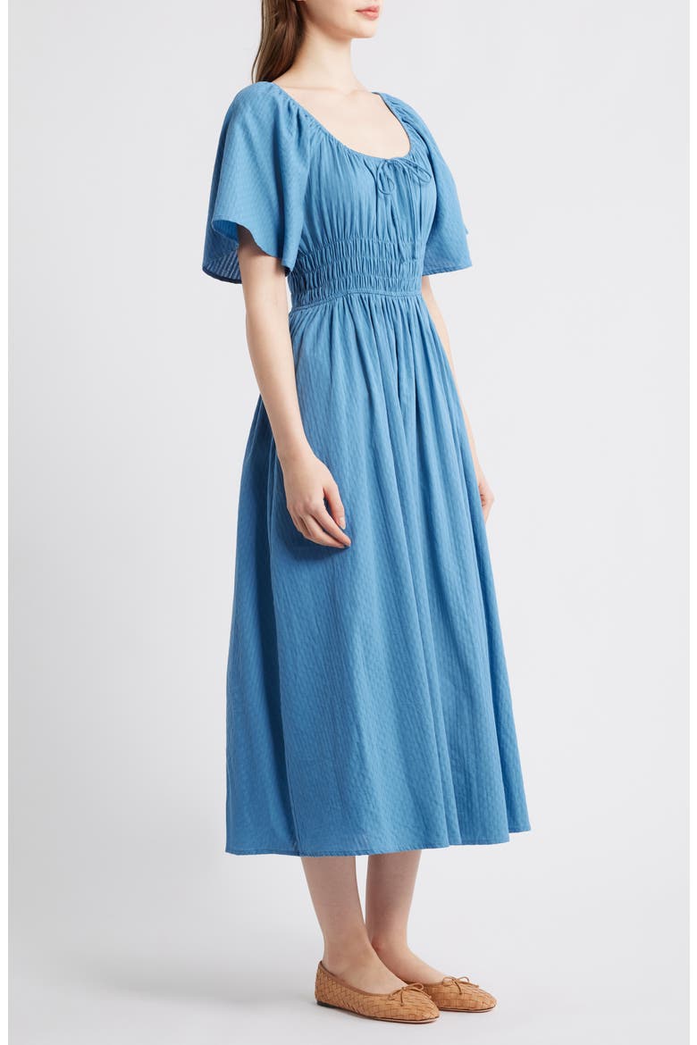 Yemanja Short Sleeve Cotton Fit & Flare Dress, Alternate, color, BLEU JEAN