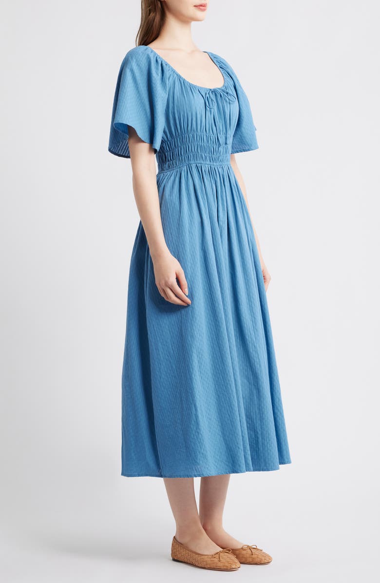 FRNCH Yemanja Short Sleeve Cotton Fit & Flare Dress, Alternate, color, Bleu Jean