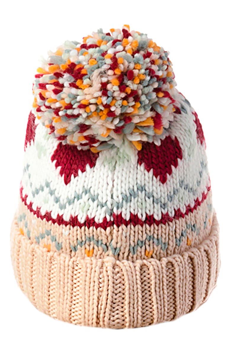 MARCUS ADLER Fluffy Pom Chunky Knit Beanie, Main, color, Ivory