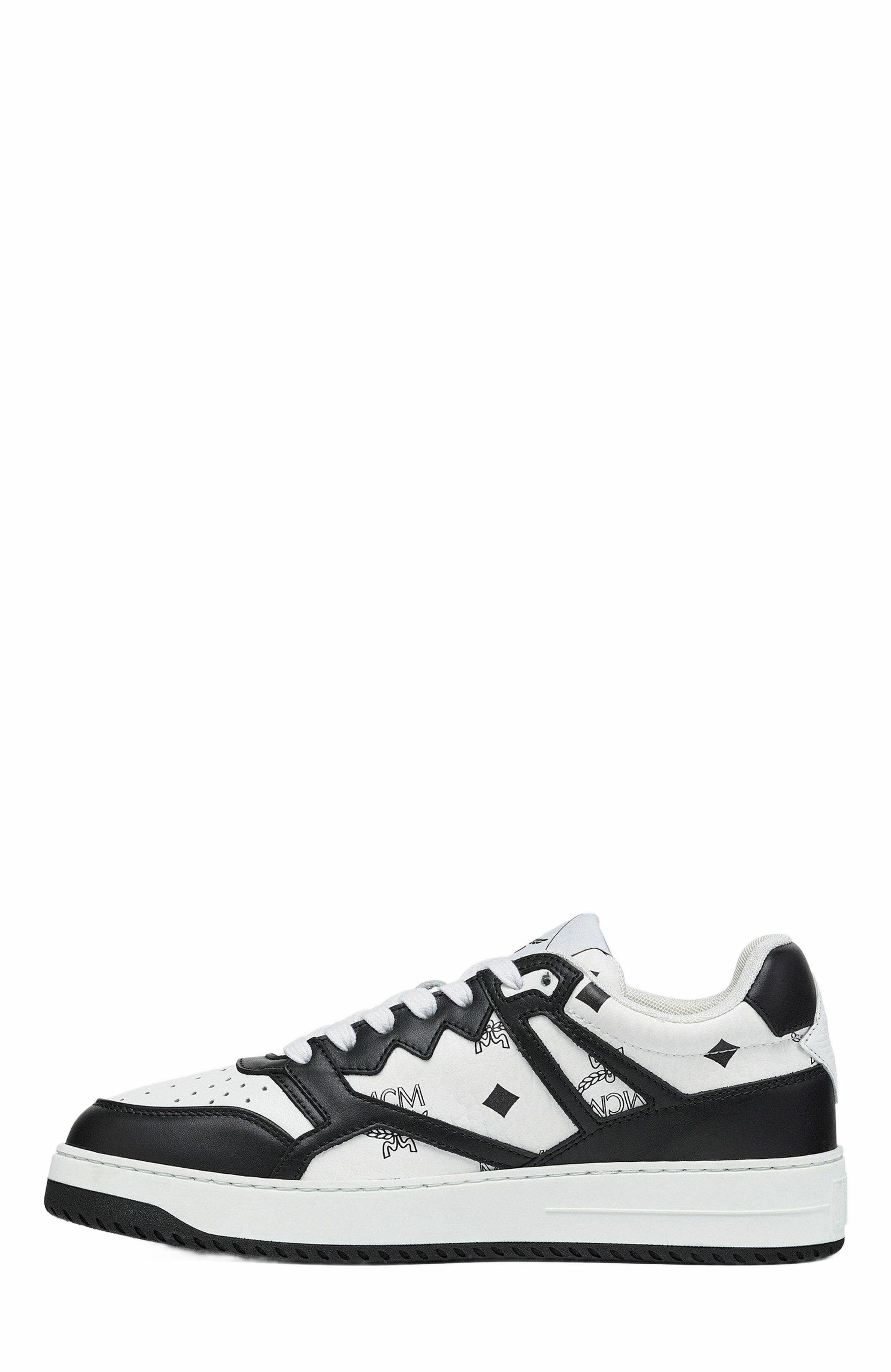 MCM Neo Terrain Lo Sneakers in Visetos, Alternate, color, Black & White