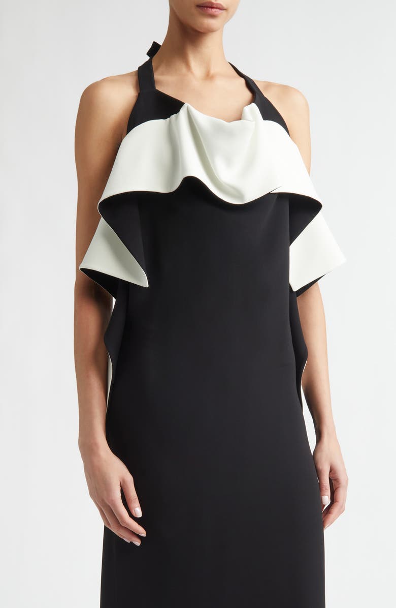 Proenza Schouler Sanna Ruffle Matte Double Crepe Gown, Alternate, color, Black/ Ivory