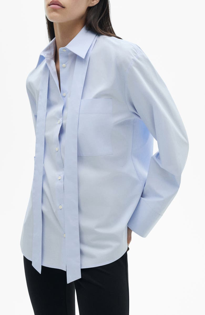 MANGO Tie Neck Shirt, Alternate, color, 