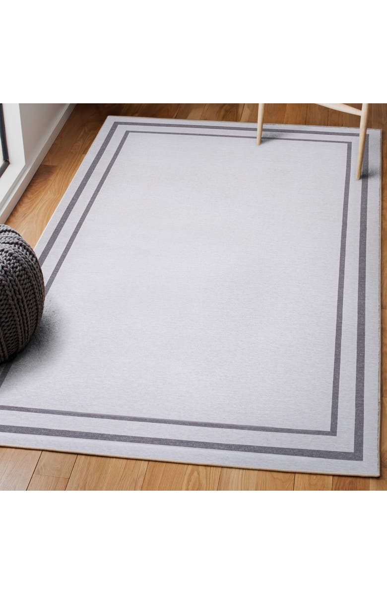 JONATHAN Y Sloane Classic 2-Stripe Border Washable Area Rug, Alternate, color, White/Gray