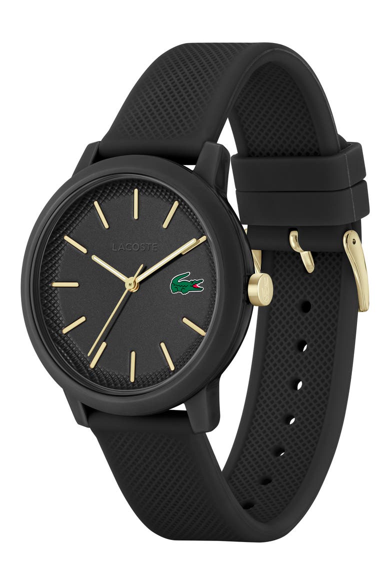 12.12 Silicone Strap Watch, 42mm, Alternate, color, BLACK