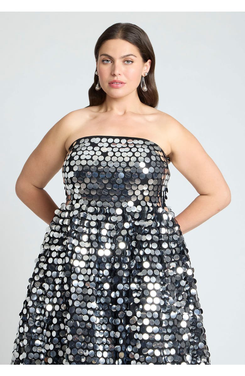 ELOQUII Paillette Dress With Big Skirt, Alternate, color, Silver