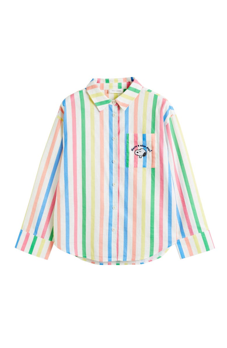 Chinti & Parker Linen Snoopy Stripe Shirt, Alternate, color, Cream