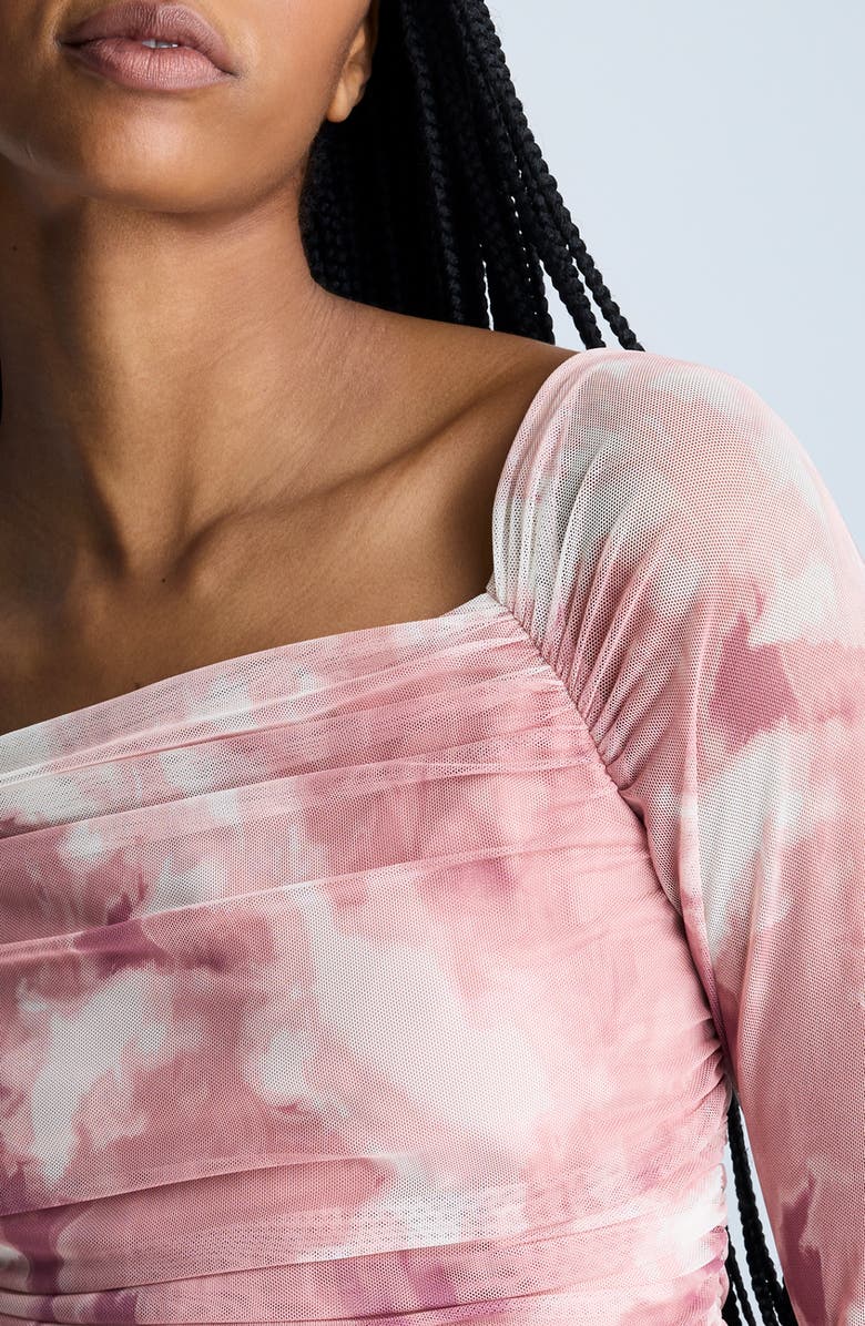 Kenneth Cole Long Sleeve Ruched Minidress, Alternate, color, Vintage Rose Multi