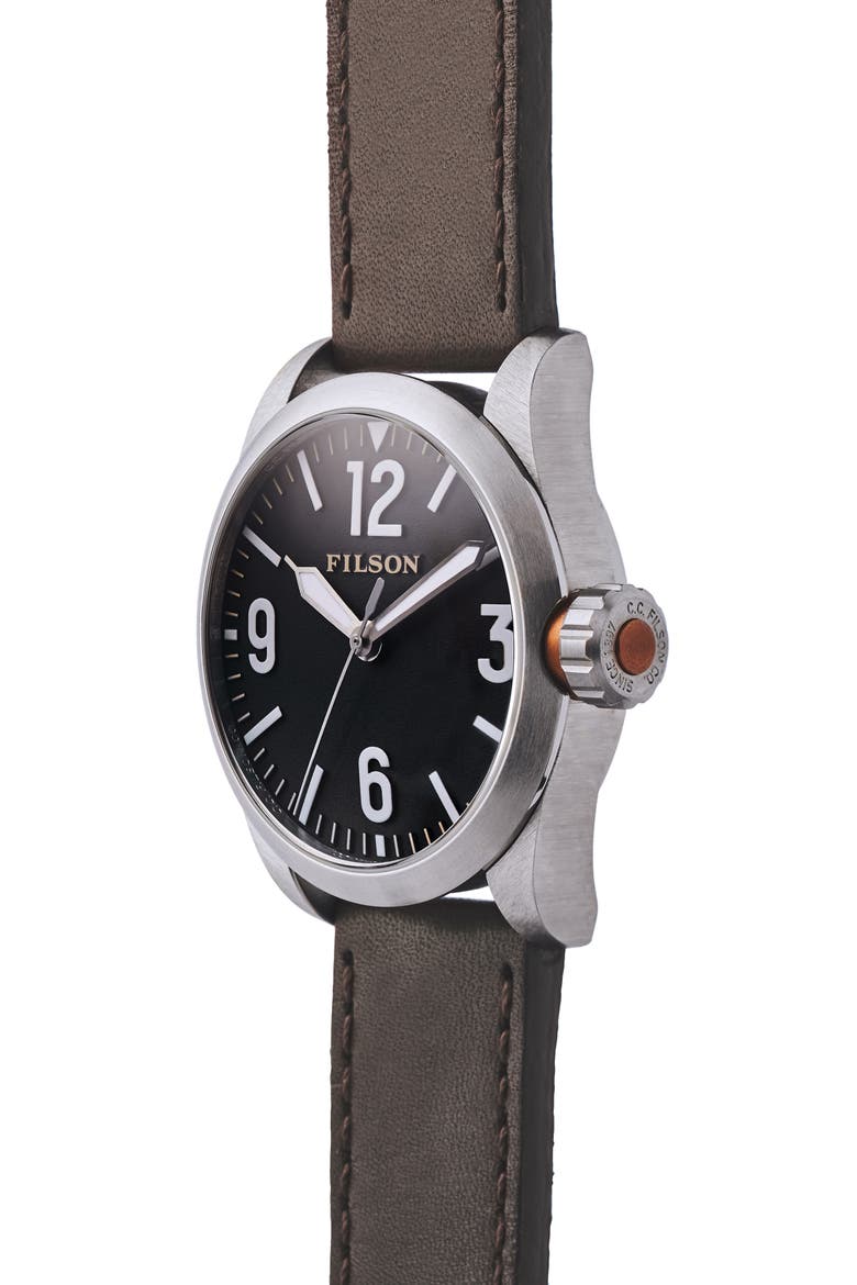 Field Leather Strap Watch, 42mm, Alternate, color, BROWN LEATHER STRAP