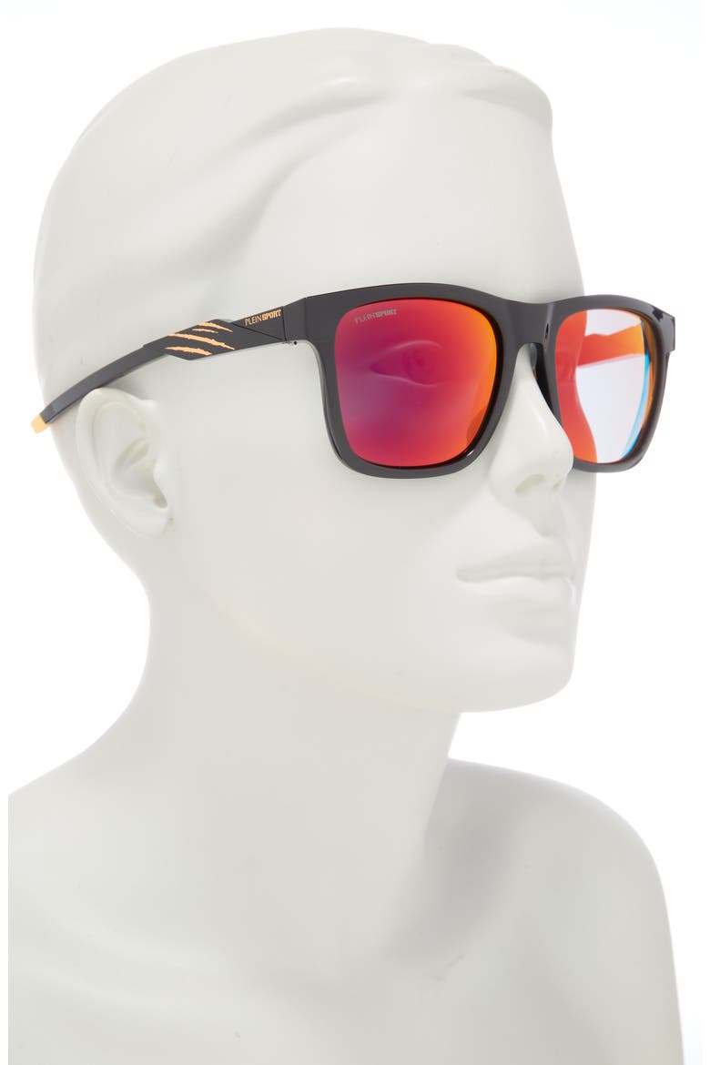 Sport 56mm Square Sunglasses, Alternate, color, BLACK BLACK RED