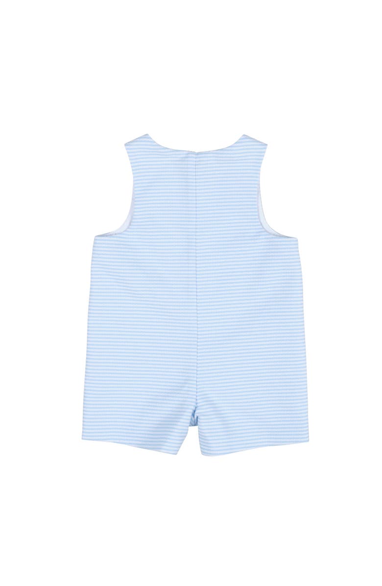 Florence Eiseman Stripe Birdseye Pique Shortall With Embroidered Trains, Alternate, color, Light Blue / White