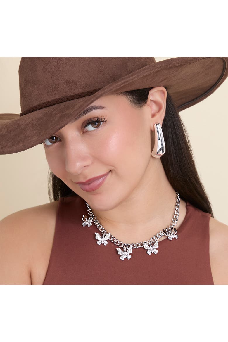 Chunky Butterfly Necklace, Alternate, color, Silver