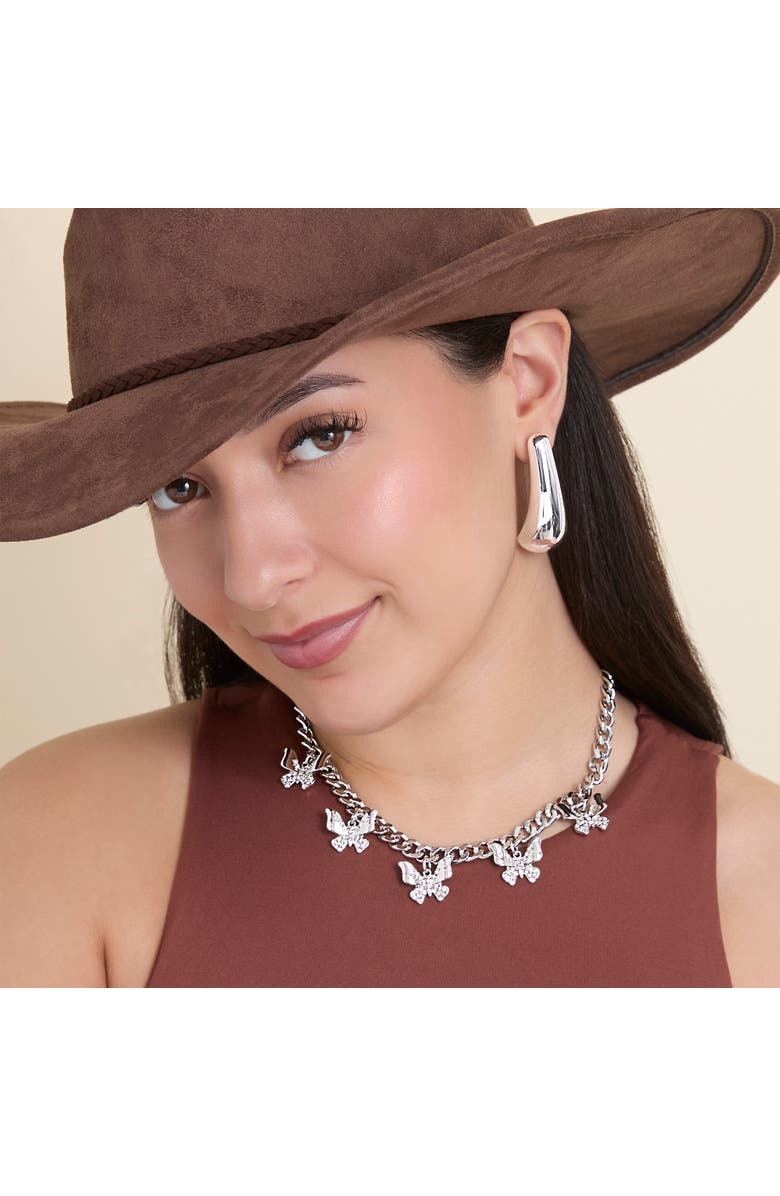 Jessica Simpson Chunky Butterfly Necklace, Alternate, color, Silver