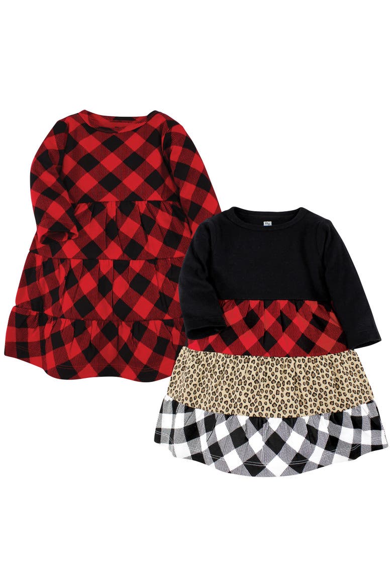 Two Pack of Long-Sleeve Dress, Main, color, Buffalo Plaid Leopard