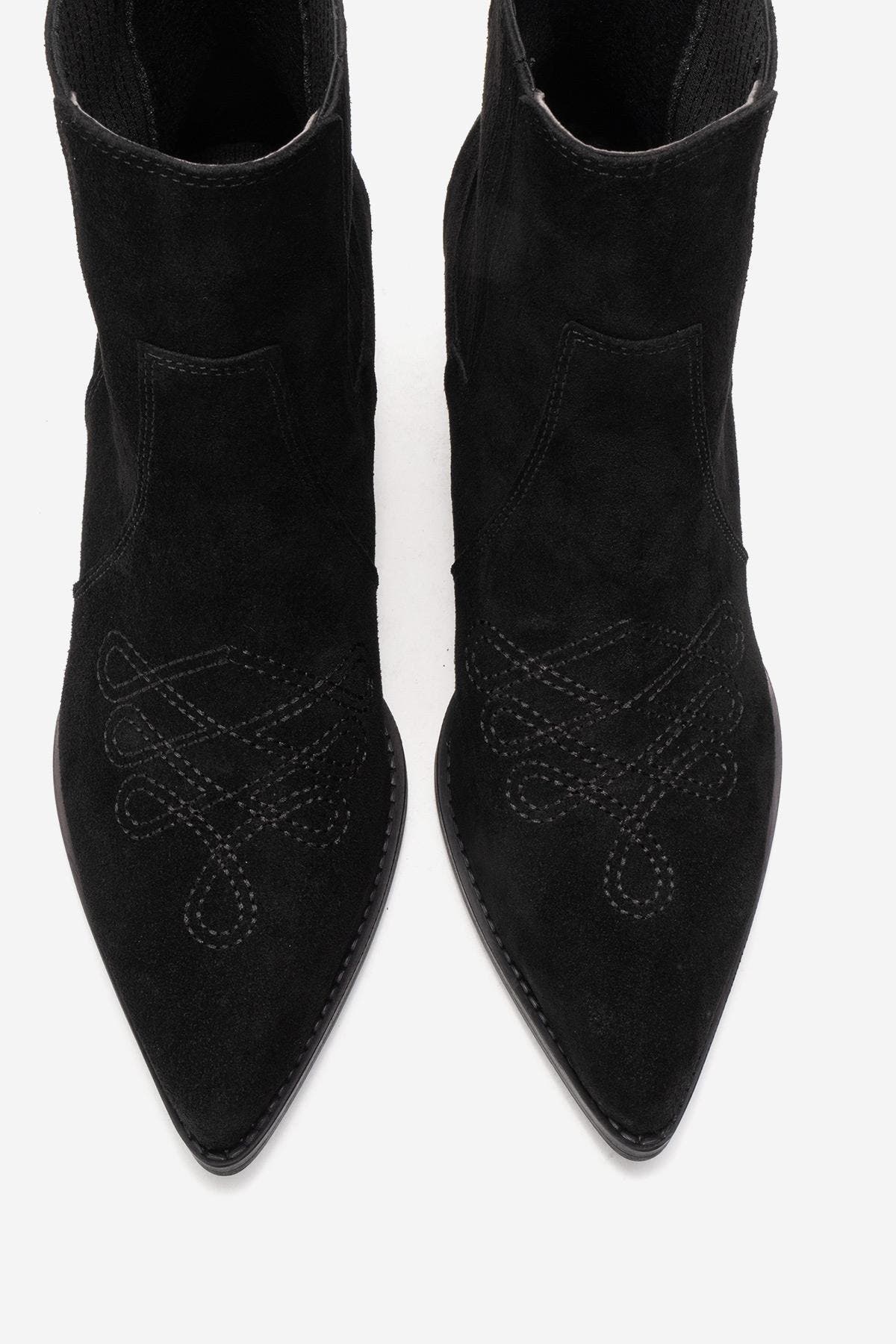 Forever 
Always Shoes Julieta Leather Block Heel Western Boot, Alternate, color, Black Suede
