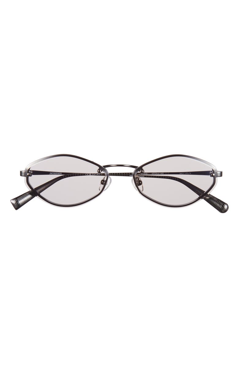 Jacquemus Les Lunettes Jac 57mm Irregular Oval Sunglasses, Main, color, Nickel/ Smoke