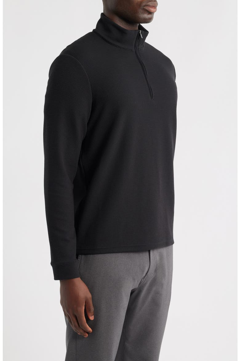 Waffle Quarter Zip Pullover, Alternate, color, BLACK