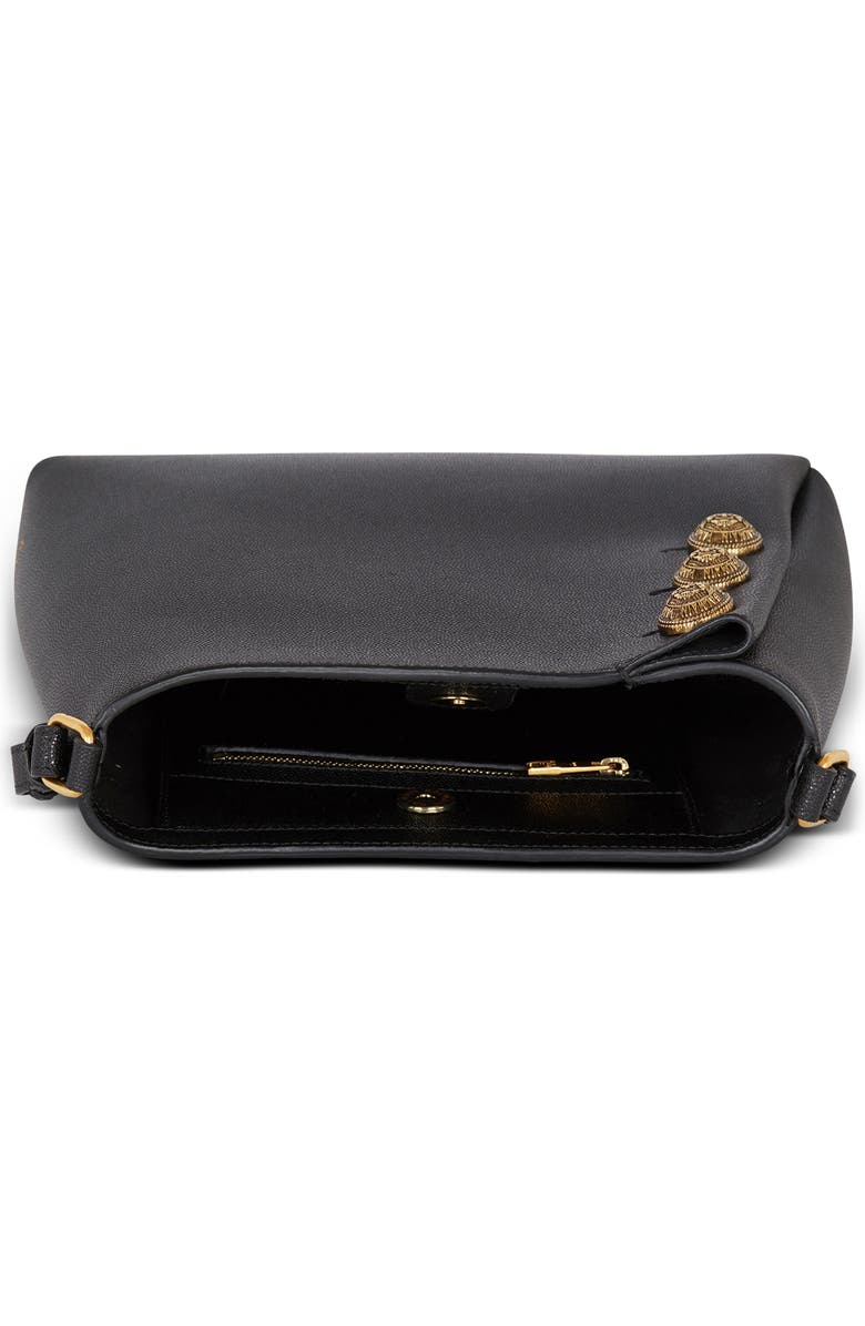 Balmain Emblem Crest Button Leather Shoulder Bag, Alternate, color,