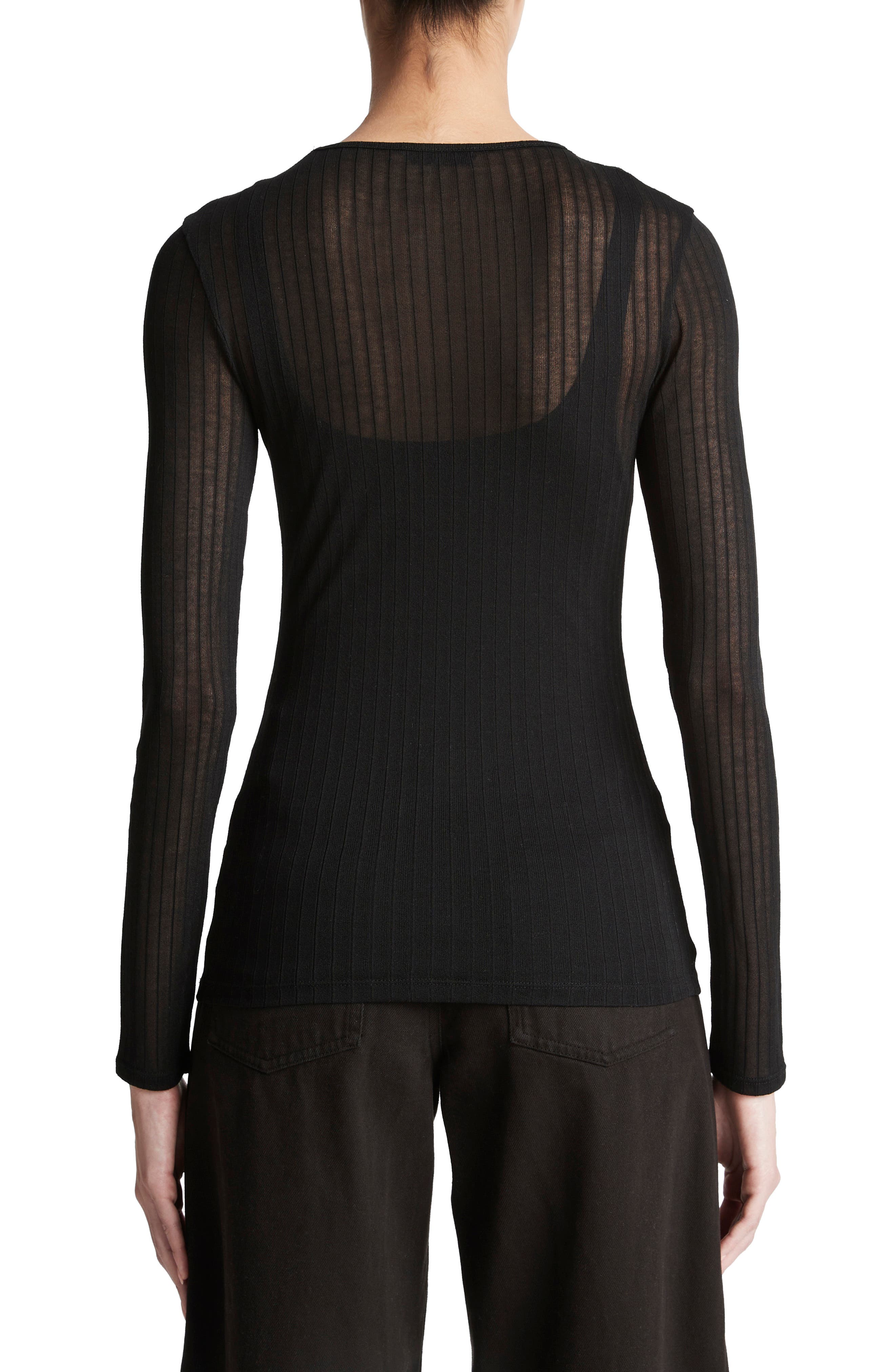 Semisheer Rib Long Sleeve Top - image 2