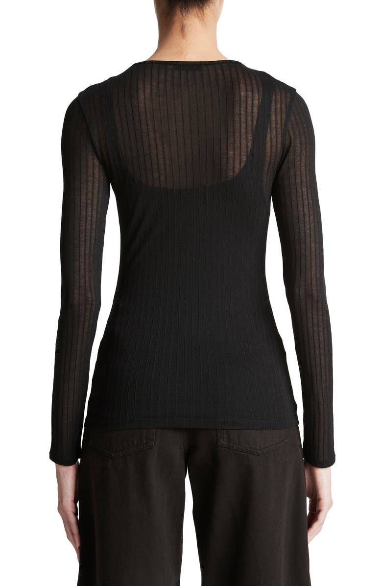 Vince Semisheer Rib Long Sleeve Top, Alternate, color, Black