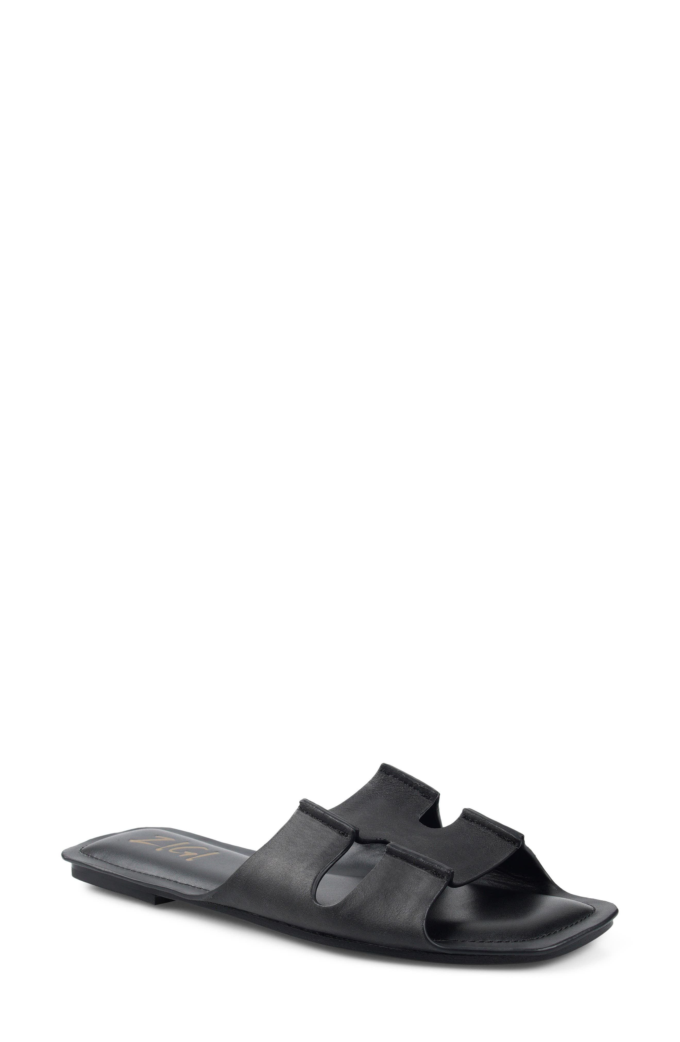 Marcie Slide Sandal, Main, color, BLACK LEATHER