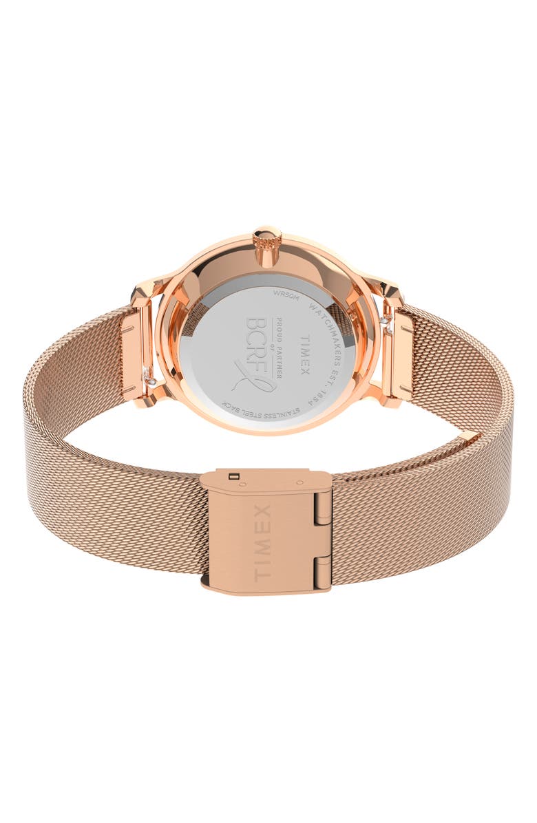 Timex<sup>®</sup> x BCRF Transcend Mesh Strap Watch, 36mm, Alternate, color, 