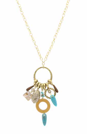 OLIVIA WELLES Multi Charm Pendant Necklace