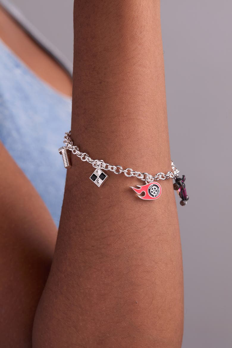 Hot Wheels Racecar Toggle Charm Bracelet, Alternate, color, Silver