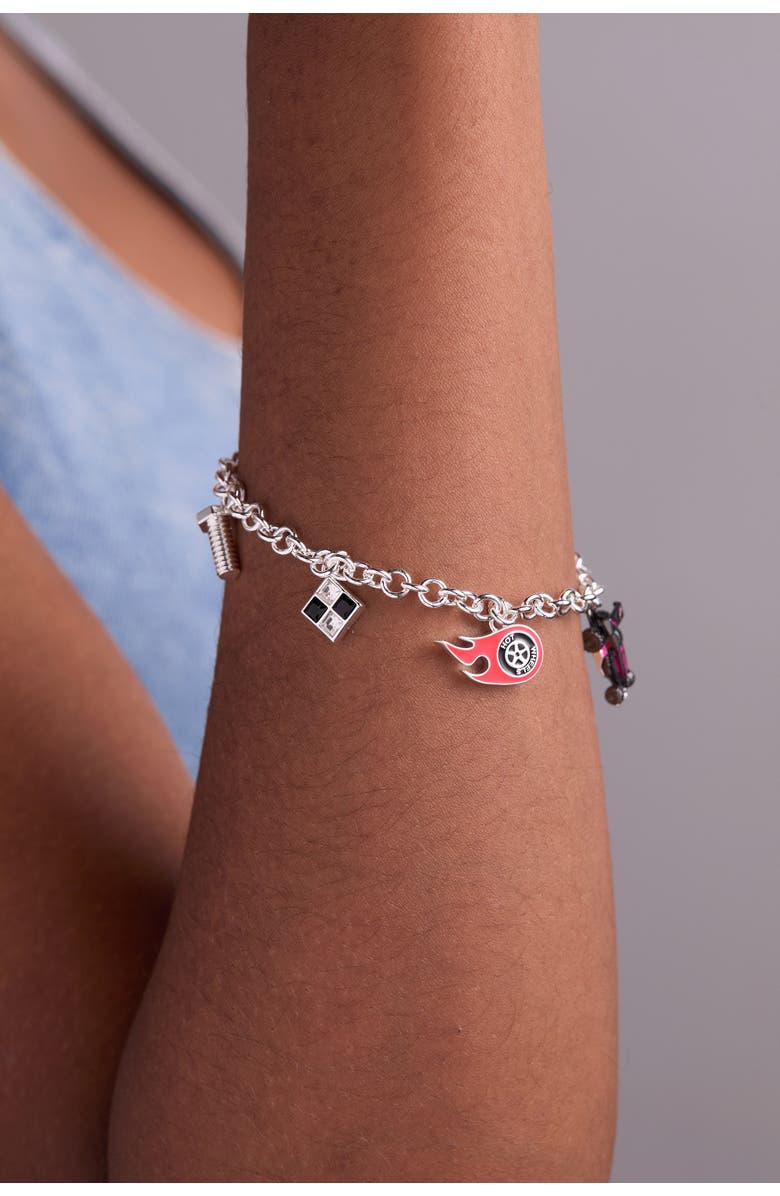 Alex and Ani Hot Wheels Racecar Toggle Charm Bracelet, Alternate, color, Silver
