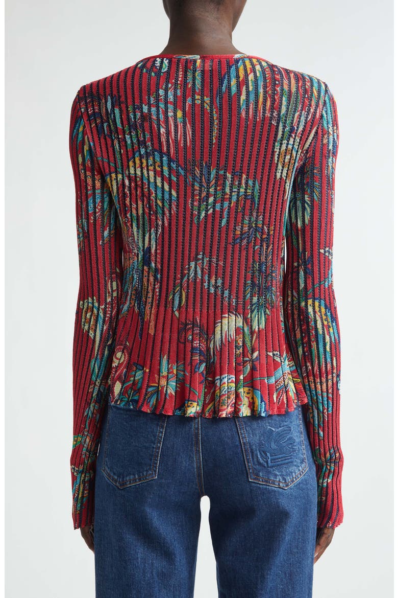 Metallic Rib Sweater, Alternate, color, PRINT ON RED BASE