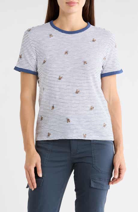 Lucky Brand Dog Embroidered Cotton T-Shirt