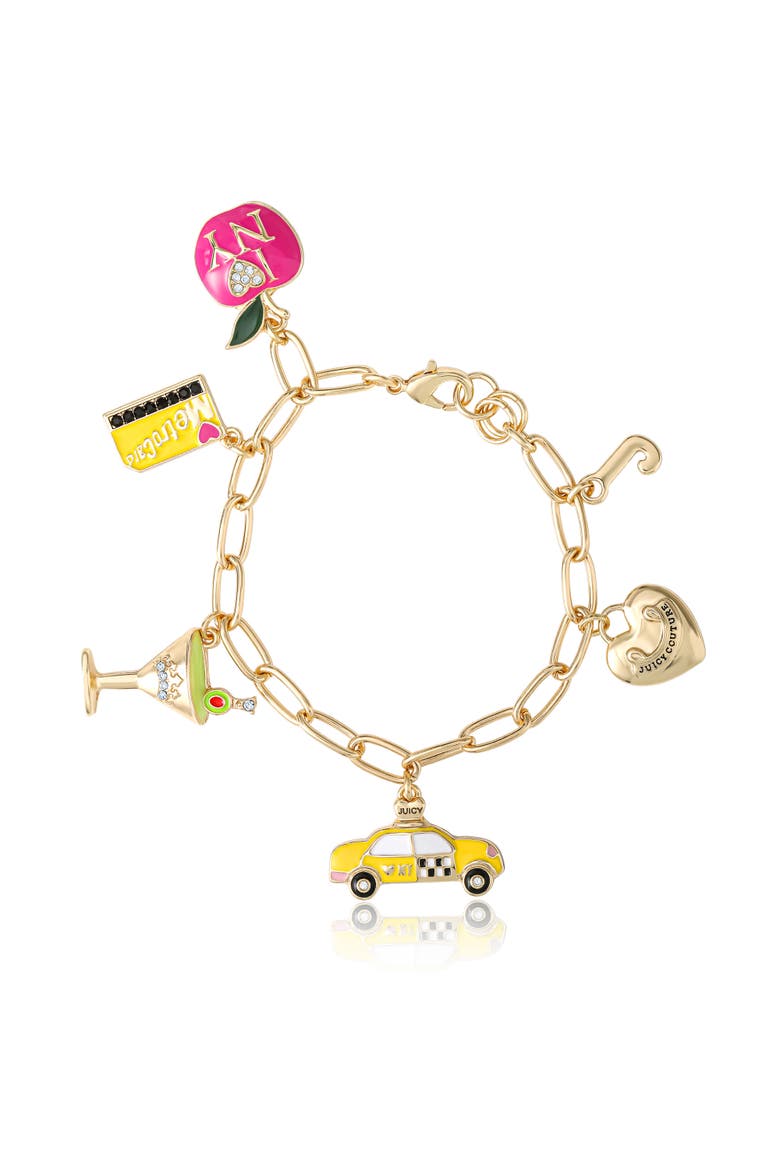City Icons Charm Bracelet, Gold-Tone Enamel Charms, Main, color, Gold Tone