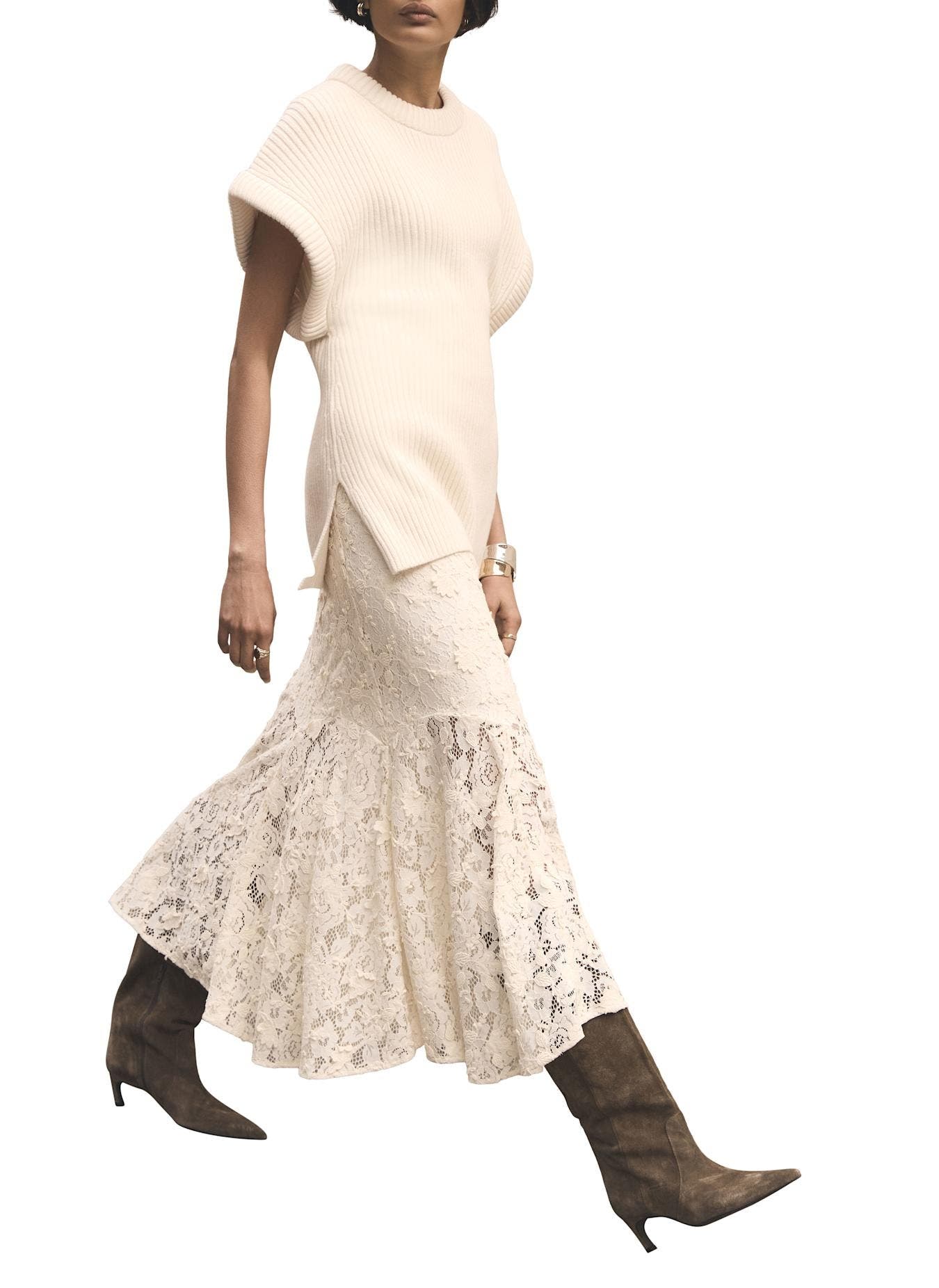 Lace Flounce Midi Skirt - image 2