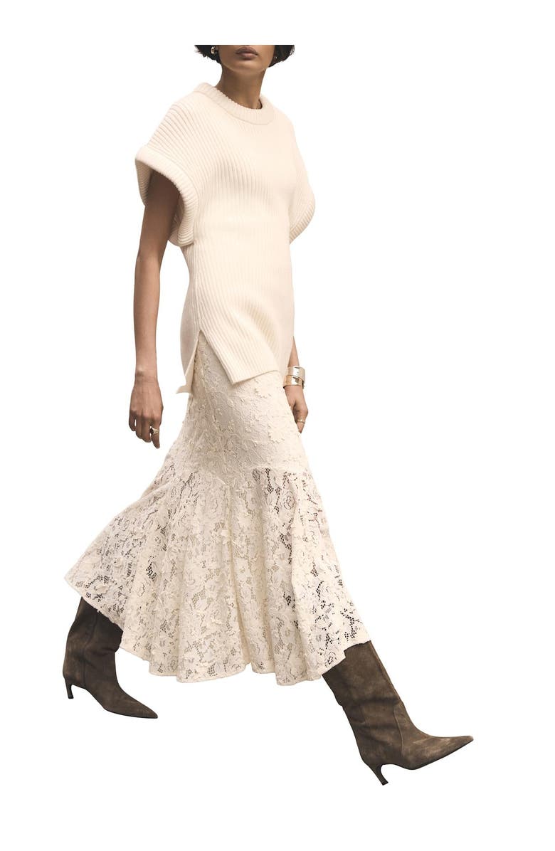 MINT VELVET Lace Flounce Midi Skirt, Alternate, color, Ivory