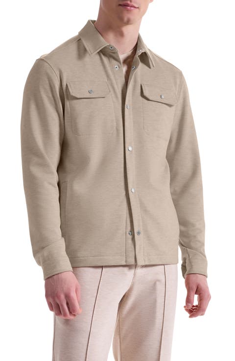 Heathered Kint Snap-Up Shirt Jacket