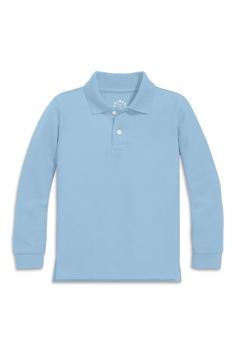 Kids' Long Sleeve Piqué Polo, Main, color, STREAM