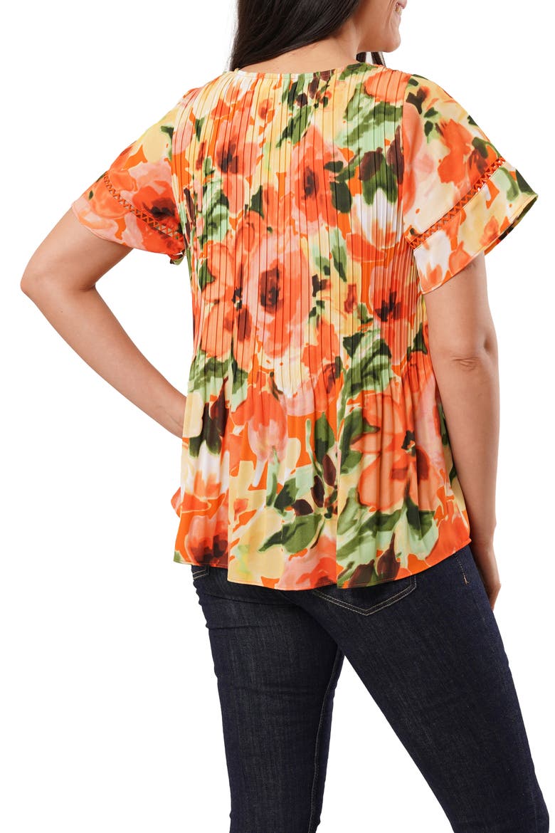 Ruffle Pleated Tie Neck Short Sleeve Top, Alternate, color, RACHEL