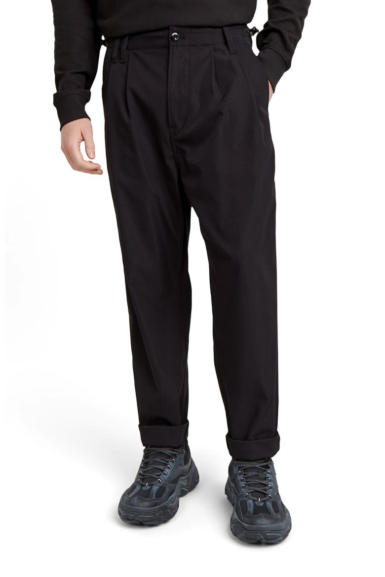 Relaxed Pleated Tech Chinos, Main, color, DARK BLACK