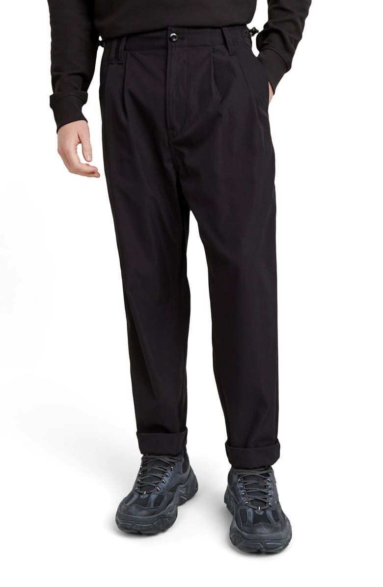 G-STAR Relaxed Pleated Tech Chinos, Main, color, Dark Black