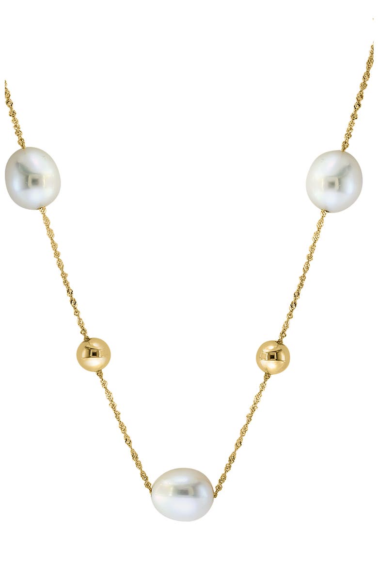 14Ky ,Fresh Water Pearl Necklace, Alternate, color, Hematite and FW Blush Pearl