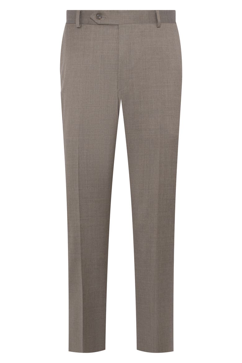 Flat Front Straight Leg Wool Dress Pants, Main, color, GREY