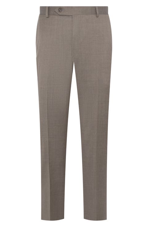 Flat Front Straight Leg Wool Dress Pants