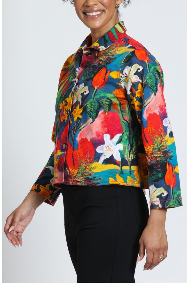 Printed Denim Jacket, Alternate, color, TECHNICOLOR HARVEST