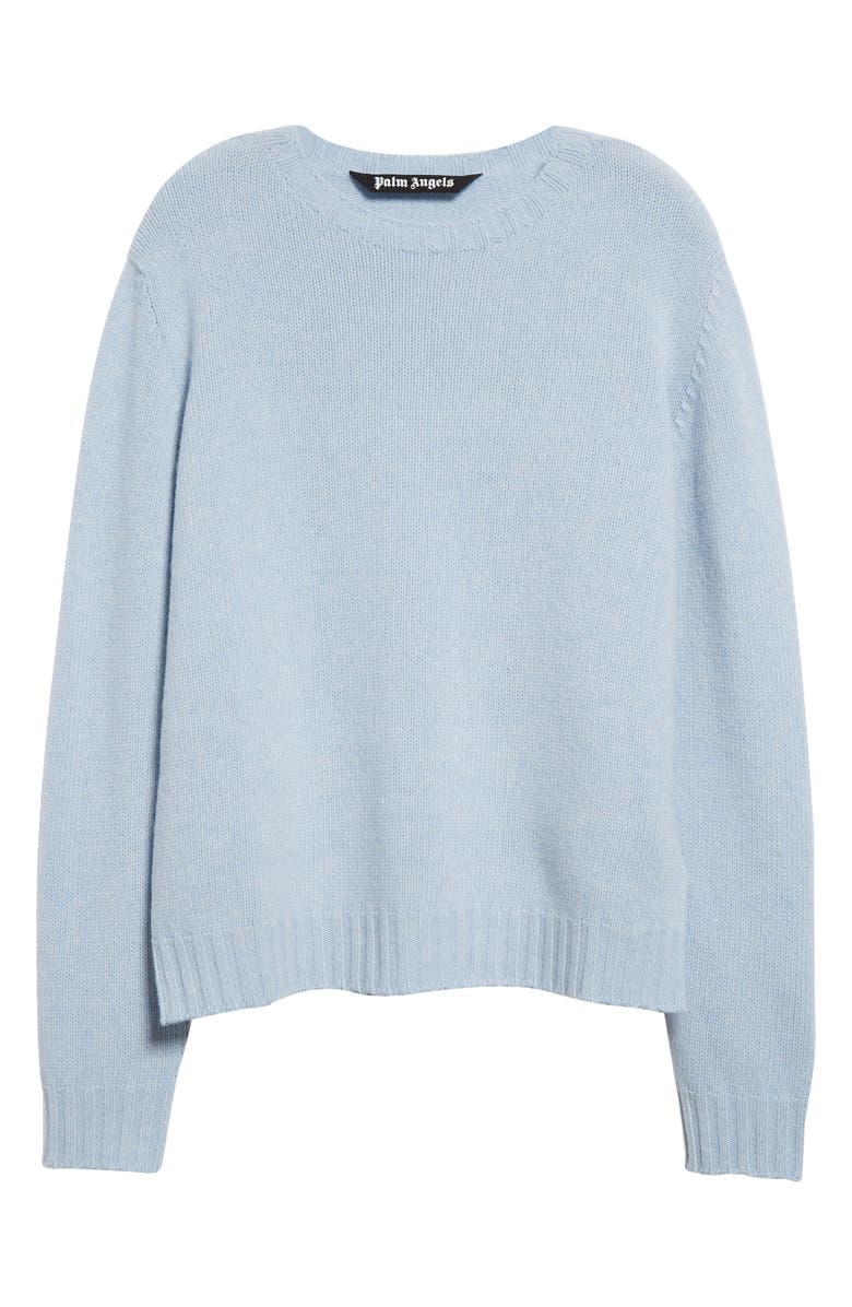 Palm Angels Embroidered Curved Logo Wool Blend Sweater, Alternate, color, 