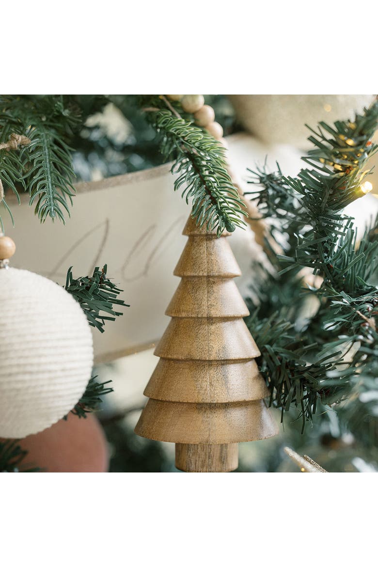 5" Wooden Tree Christmas Ornaments, Alternate, color, Earth tones